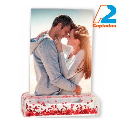 Marco Portafoto con Base de Agua y Corazones